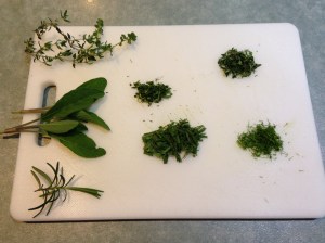Chopped herbs to be added to the stuffing