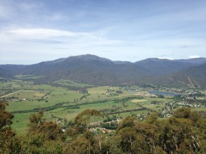 The town of Mount Beauty at the foot of Mt Bogong