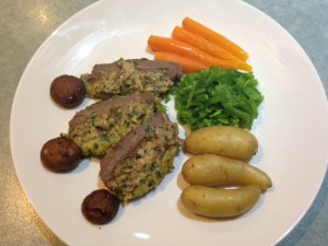 A plate of buffalo fillet 'au verd' and companions