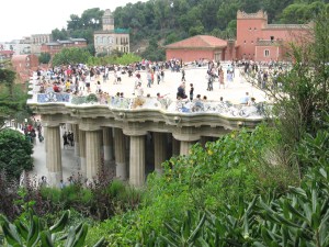 Parc Guell's decorative plaza, a delightful element of the Gaudi legacy to Barcelona